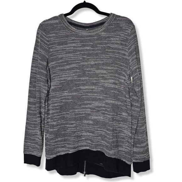 Lou & Grey Size Small Grey Heathered Crew Neck Sweater Zipper Back Pull Over - Picture 1 of 8